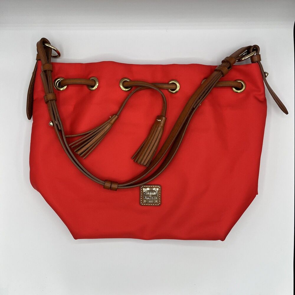 Dooney & Bourke Windham Medium Red Nylon Drawstring Women’s Shoulder Handbag